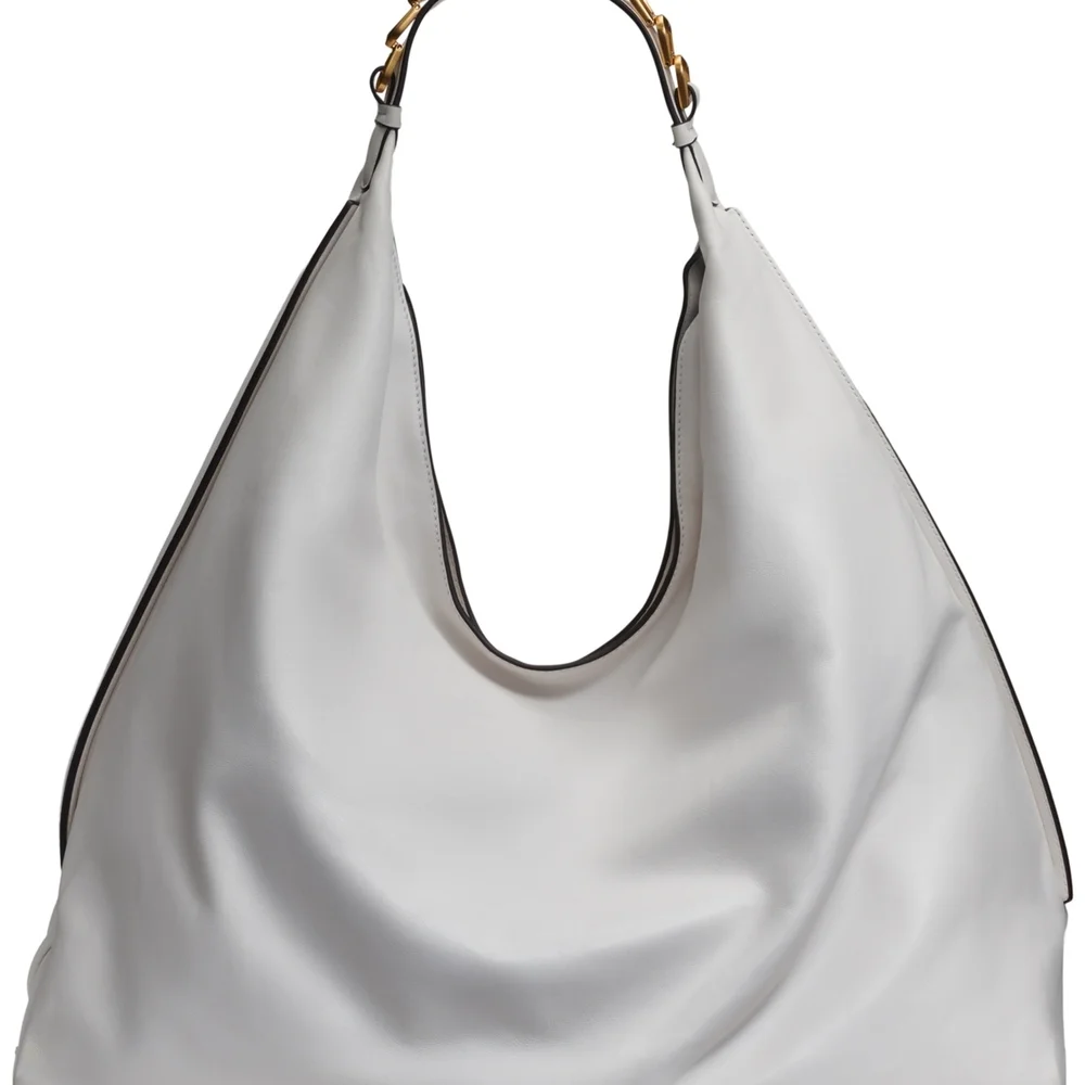 Donna Karan Bellmore Extra Large Hobo with Bezel Strap - Brilliant White